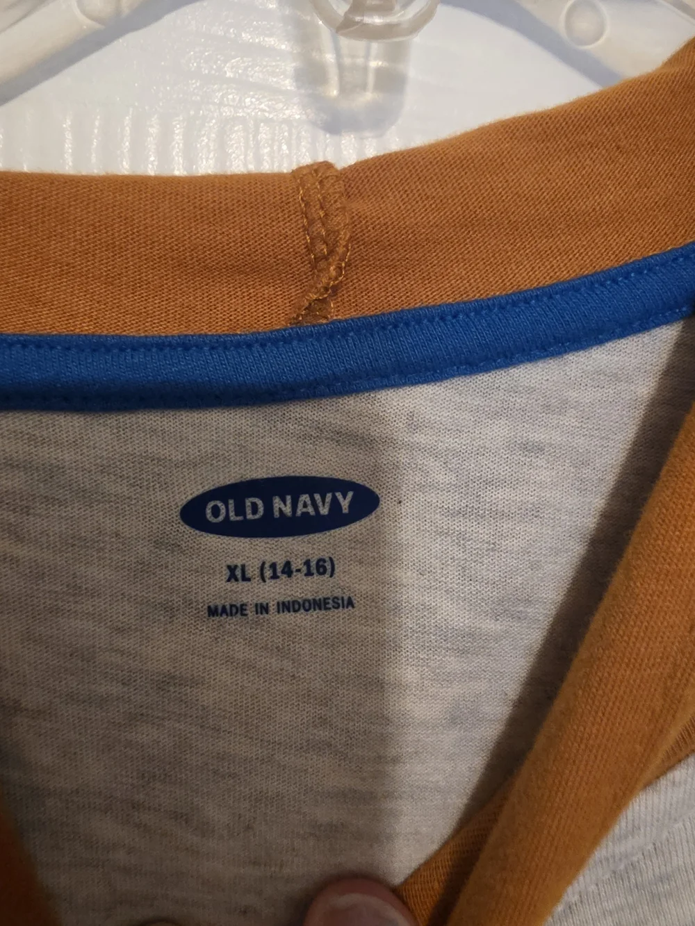 Old Navy Boys' Tiger 'Strength 94' Hooded Long Sleeve Tee - Navy, Gray & Mustard